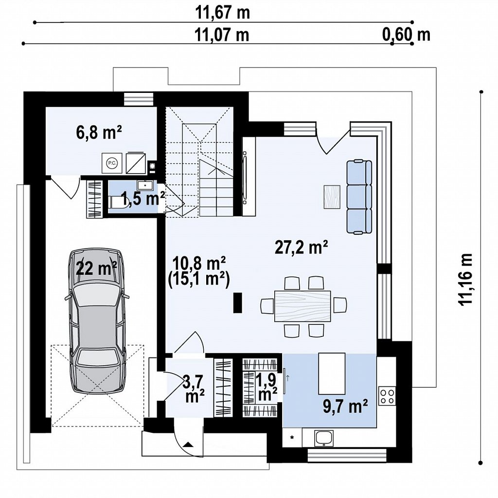 Первый этаж 85,9 м² дома Z432