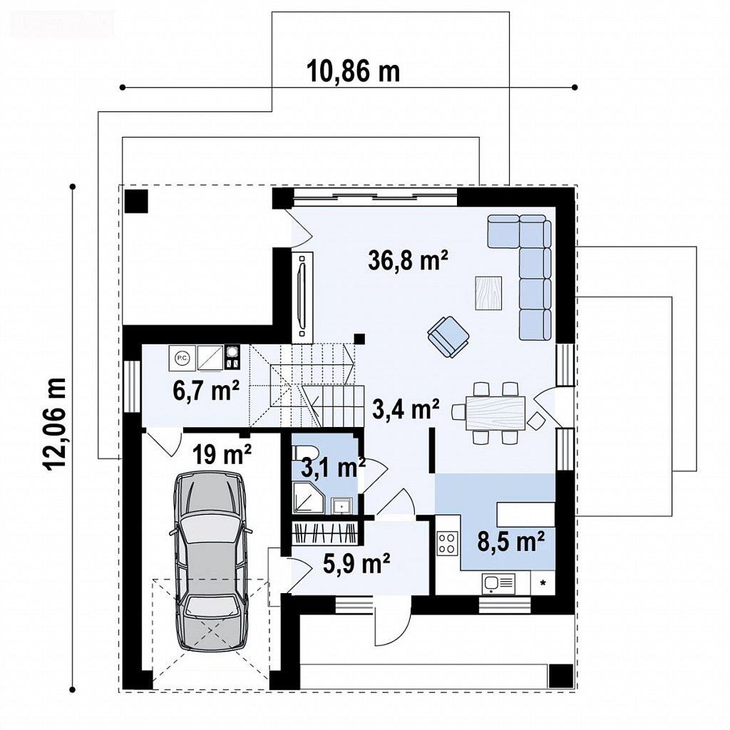 Первый этаж  83,4 м² дома Z436