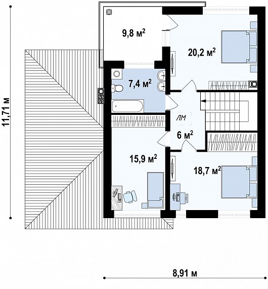 Второй этаж   69,7 м² дома Zx24v1