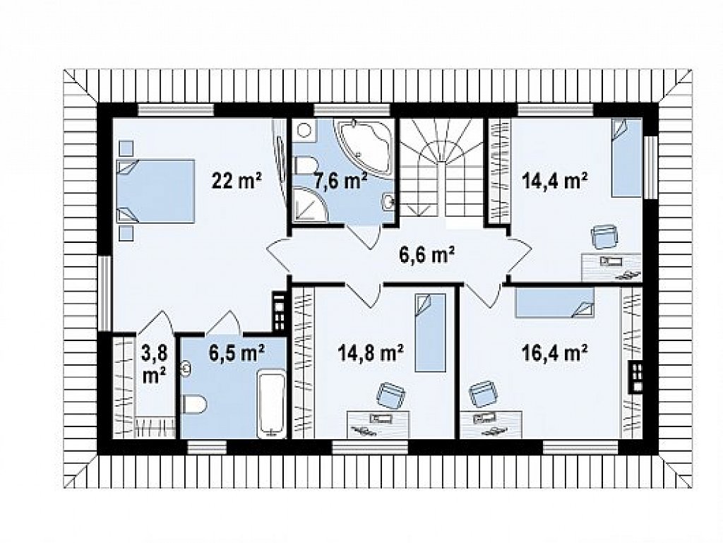 Второй этаж 92,1 м² дома z159 pk