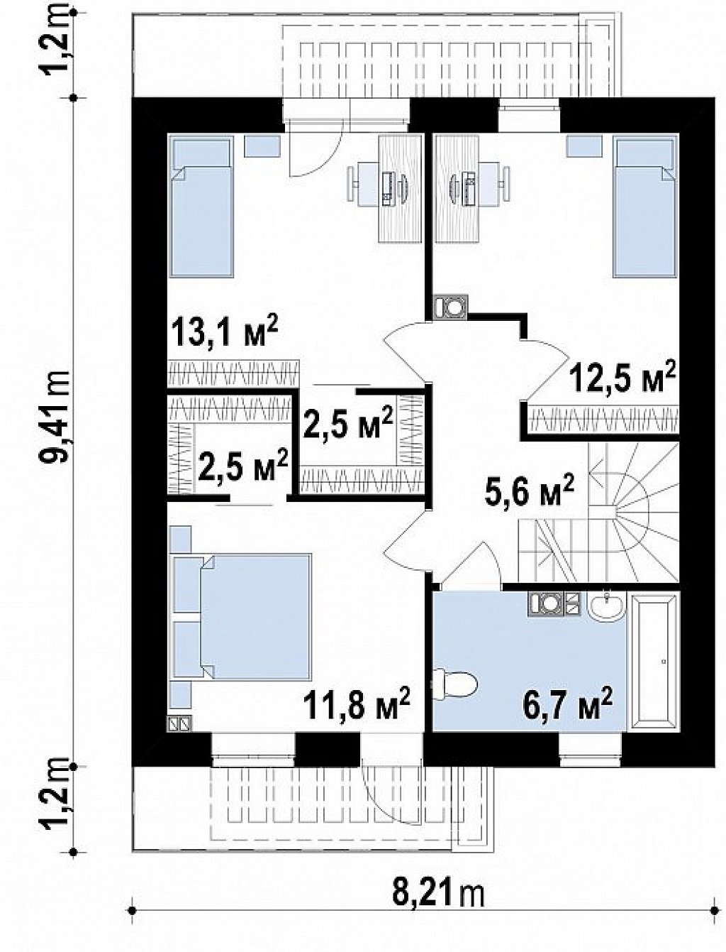 Второй этаж 54,7 м² дома z372 pk