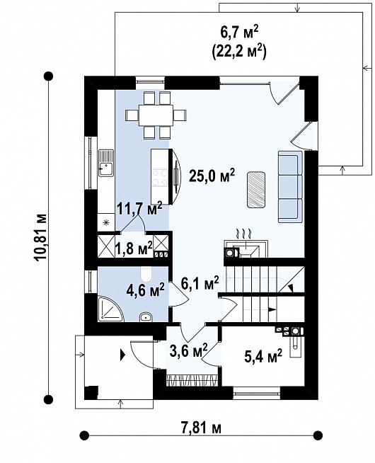 Первый этаж 58,2 м² дома Z295 P