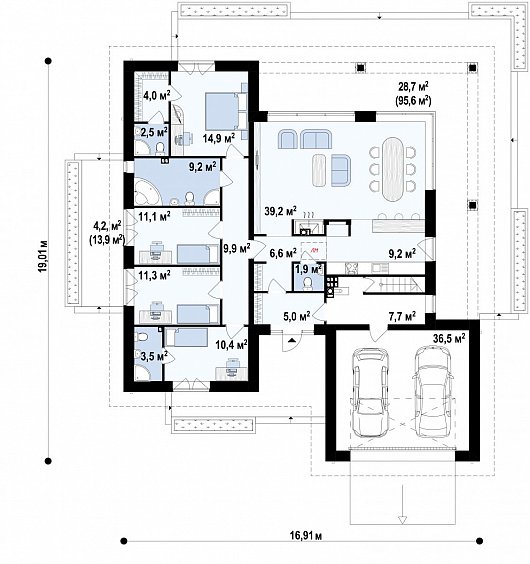 Первый этаж 221,2 м² дома Z378 P