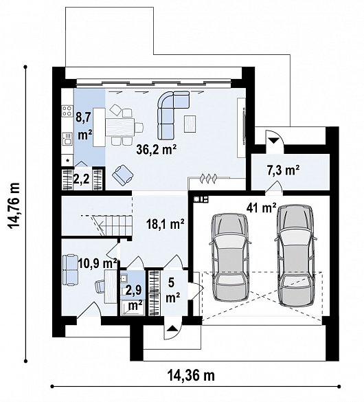 Первый этаж 132,3 м² дома Z493