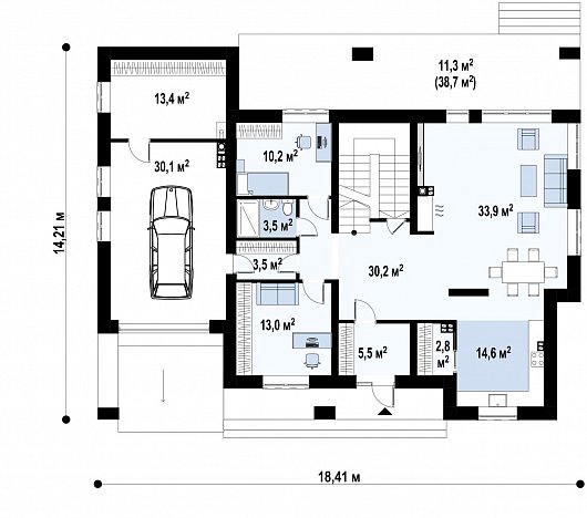 Первый этаж 160,7 м² дома Zx109 P