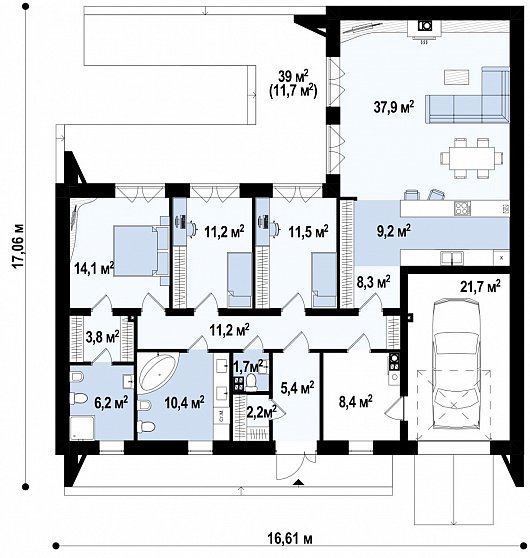 Первый этаж 174,7 м² дома Zx160