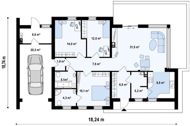 1-ый этаж 139,9 / 139,9 m² дома Zx35 GL